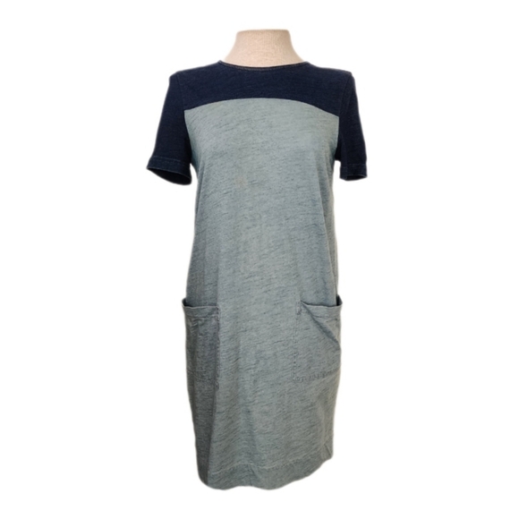 MARC BY MARC JACOBS Dress 100% Cotton Color Block Tee Midi Indigo Blue S… - Picture 4 of 10